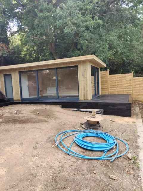 Garden room construction in progress